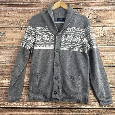 JCrew Cardigan Vest Mens Medium (NO SIZE TAG) Lambswool Sweater Holiday • $28.99