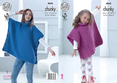 Ladies Girls Chunky Knitting Pattern Stocking Moss Stitch Tabard King Cole 4842 • £3.99