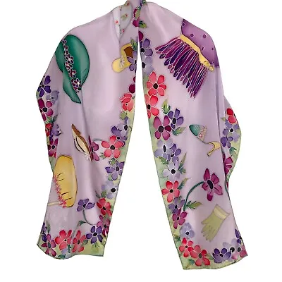 Womens Silk Rectangle Scarf Floral Easter Church Pastel Feminine Dainty • $18.90