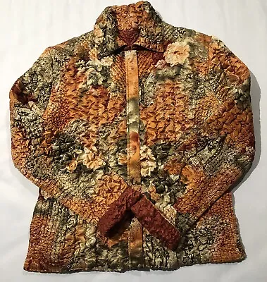 Ubu Women’s Reversible Crinkle Orange Floral Lightweight Jacket Size M • $29.99