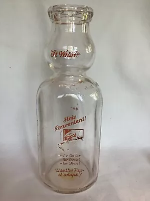 Vintage Modern Dairy Glass Quart Milk Bottle It Whips Top Sheboygan Wisconsin • $20