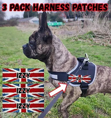 3 Personalized Name Patches For Dog Harness Union Jack Custom K9 UK • £11.54