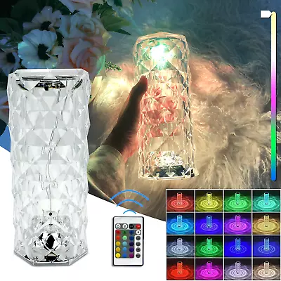 $14.99 • Buy LED Crystal Table RGB Lamp Diamond Rose Night Light Touch Atmosphere Bedside Bar