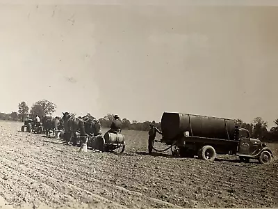 Horse Drawn Farm Equipment Tractor Truck Photo ~ Field Farmer Vintage Snapshot • $4.95