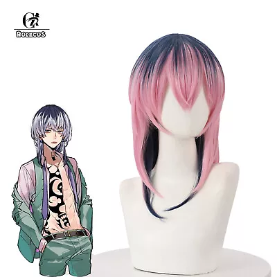 Tokyo Revengers Haitani Rindou Blue Mixed Pink Long Cosplay Wigs Halloween Wigs • $13.65