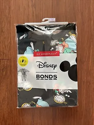 Bonds Baby Disney Alice In Wonderland Black Rabbit Zip Wondersuit Size 0 BNIP • $59