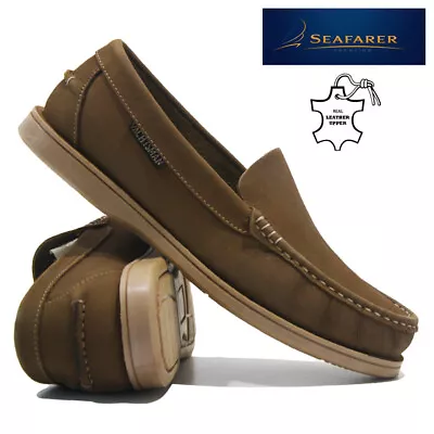 Mens Leather Slip On Walking Boat Deck Casual Driving Moccasin Loafer Shoes Size • £19.95
