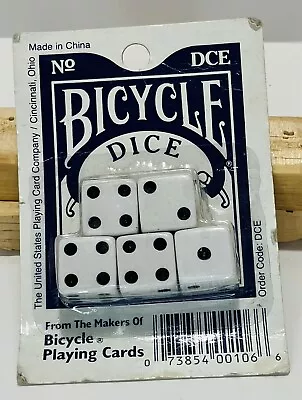 VINTAGE DICE Bicycle Playing Card DICE Pack 5 White W/ Black Dots Unopened Game • $7.50