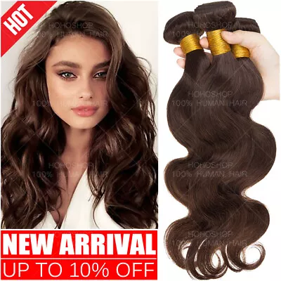 THICK Brazilian Virgin Human Hair Extensions Weft Weave 3 Bundles Middle Brown/ • $151.61