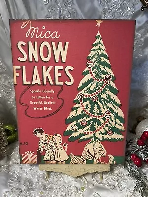 Retro Christmas Tree Mica Snow Flakes  Handcrafted Plaque  Sign • $17.95