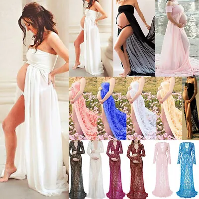 $15.48 • Buy Womens Pregnant Lace Maternity Party Gown Maxi Dress Photography Photo Shoot AU