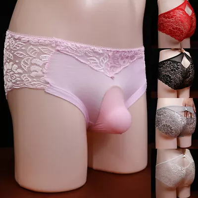 $2.34 • Buy Mens Lace Panties U Pouch Briefs Sexy Gay Seamless Breathable Underwear Knickers