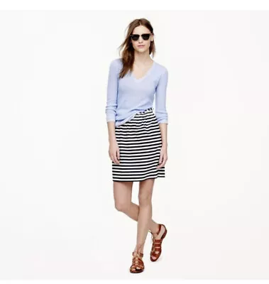 NWT J. Crew City Mini In Ripstop Cotton Navy Striped Skirt • $25