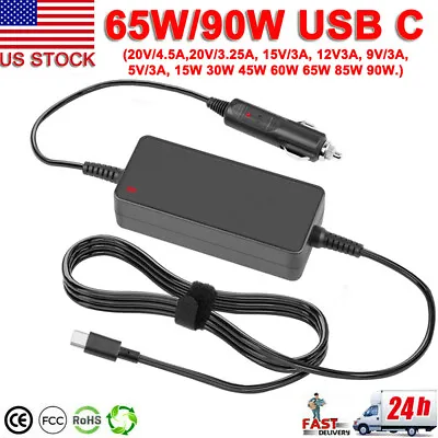 65W 90W USB-C Laptop Car Charger For Phone Lenovo MacBook Samsung HP Dell Acer • $14.99