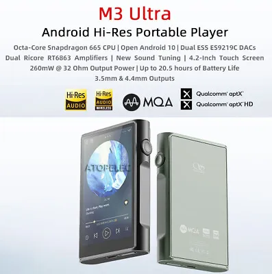 Shanling M3 Ultra Hi-Fi Hi-Res Audio Portable Player Android Bluetooth5.0 DSD256 • $445.47