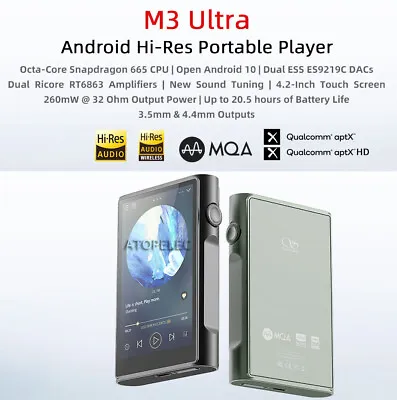 Shanling M3 Ultra Hi-Fi Hi-Res Music Portable Player Android Bluetooth5.0 DSD256 • $450.26