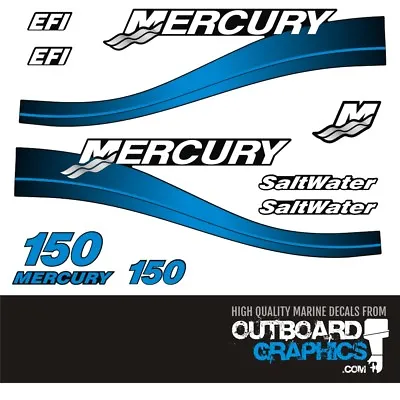 Mercury 150hp 2 Stroke Saltwater EFI Outboard Decals/sticker Kit • $56.69