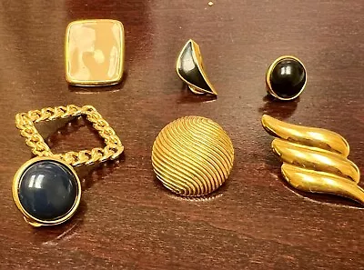 Lot Of 6 Vintage Signed Monet Single Clip On Earrings Gold Tone Enamel • $7