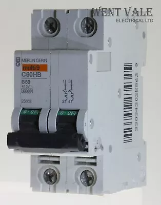 £25.95 • Buy Merlin Gerin Multi 9 - C60HB250 - 50a Type B Double Pole MCB Used
