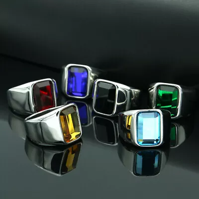 Men's Ring Multi Color Fashion Gemstone Titanium Steel Men's And Women's Ring • $9.89