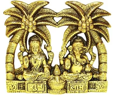 Metal Lakshmi Ganesh Statue Idol Diwali Pooja Spiritual Sculpture Indian Dcor An • $25.49