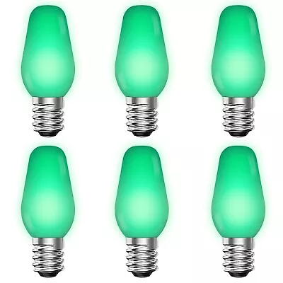 Luxrite C7 LED Green Light Bulb For String Lights 0.5W E12 UL Outdoor 6 Pack • $11.95