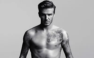 A3/A4 Size - DAVID BECKHAM TATTOOS FOOTBALLER SOCCER BW  ART PRINT POSTER  # 29 • £4.45