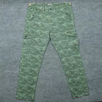 Michael Bastian Pants Mens 38x32 Green Cargo Leaves Panda Print Adjustable Waist • $32.48