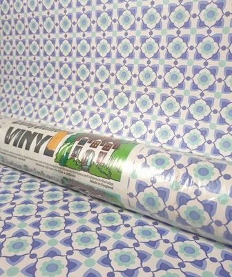 £120 • Buy X4 60s Vintage CROWN Wallpaper Rolls Flower Power Blue Retro 70 Kitsch Geometric