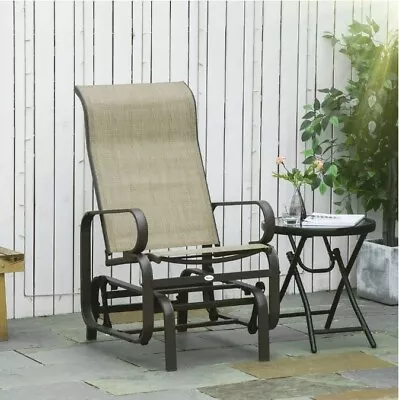 Brown Out Door Single Glider Patio Swing Rocking Chair Breathable Mesh High Back • $94.43