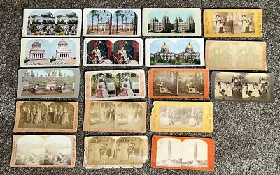 Antique Lot Of 18 Stereoscope Cards - Places People Color Black & White  1900s • $27.95