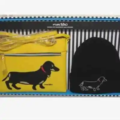 Marc Tetro Dachshund Yellow Crossbody Bag & Black Beanie 2 Piece Set Gift Box • $49.99