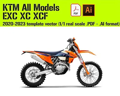 Graphics Template KTM EXC XC XCF  2020 - 2023 Vector AI. PDF. Scale 1:1 • $60