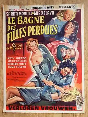 CARCEL DE MUJERES Sarita Montiel Miroslava Original Belgian Movie Poster '51 • $39