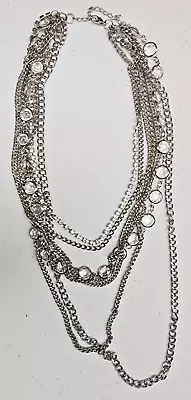 Chains And Rhinestones Multi Layer Multi Length Necklace 16-24in Adjustable • $5