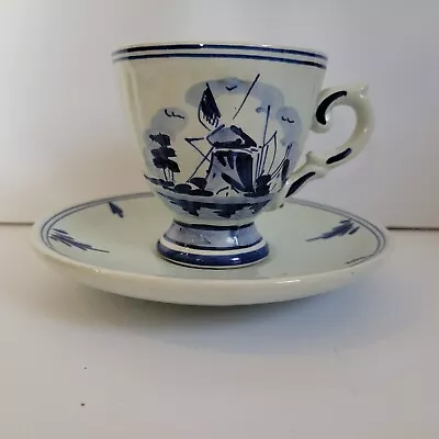 Hand-Painted Delft Blue Tea Cup Windmill • $12.99