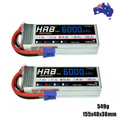 2x HRB 4S 14.8V 6000mAh LiPo Battery 50C EC5-Female For RC Car Truck Buggy Boat • $102.99