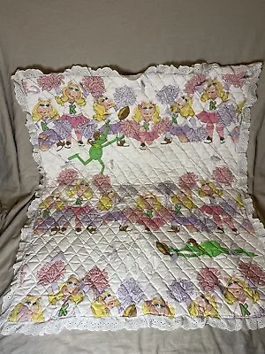 Vintage1980 Kermit Miss Piggy Muppets Cheerleader Toddler Quilt Blanket JcPenney • $20