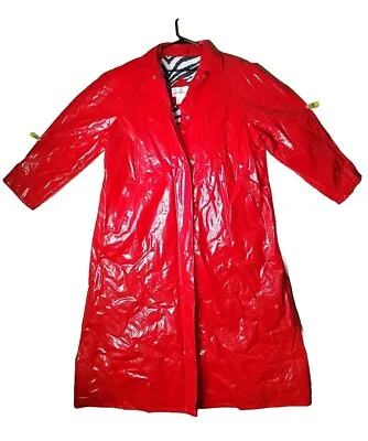 Vintage Kenn Sporn For Wippette Red Vinyl Raincoat Snap Closure Womens Large • $59.99