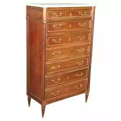 Fine Quaity Walnut French Louis XVI Directoire Brass Trimmed Marble Top Dresser • $2695.50