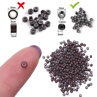 Micro Beads Tip Silicone Nano Ring For Nano Hair Extensions Seamless 3x1.4x2mm • $7.33