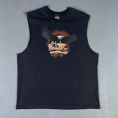 Harley Davidson Shirt Mens XL Black Cowboy Texas Screaming Eagle Sleeveless • $14.99