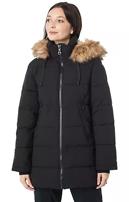 Vince Camuto Womens Short Puffer Jacket Large With Faux Fur Hood -NWT $245 • $75