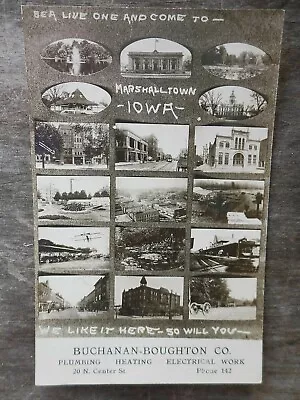 Real Photo Postcard Views Advertising Marshalltown Iowa RPPC Birdman Robinson • $7.95