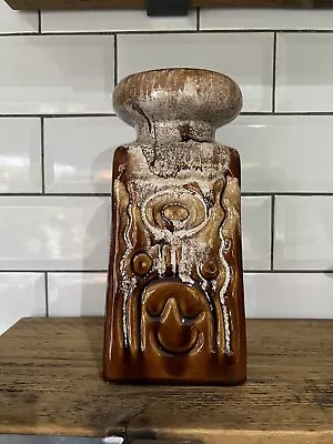 Vintage Bay Keramik Unusual Square Vase West German Pottery Fat Lava Drip Glaze • £25