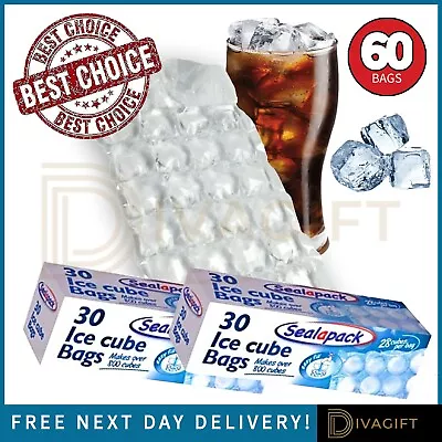 60 Ice Cube Bags 28 Cubes Per Bag Contain In A Pack Disposable Freezer Bag • £6.99