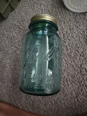 Vintage Ball PERFECT MASON AQUA BLUE 1-Pint Canning Jar  • $4.79
