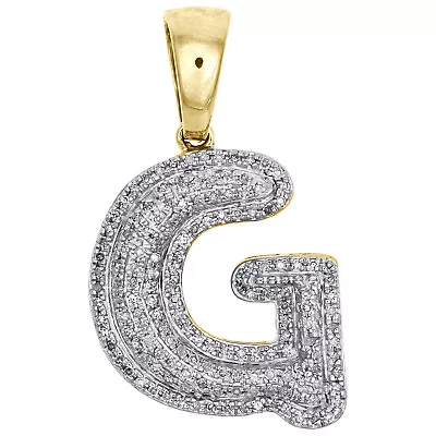 10K Yellow Gold Diamond Initial G Pendant 1.25  Mini Bubble Letter Charm 1/2 CT. • $645