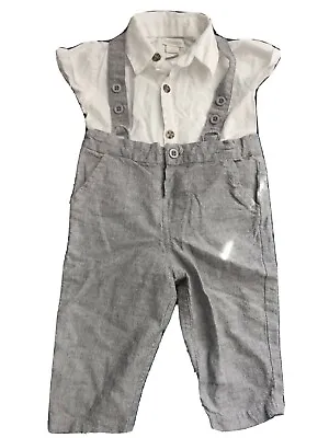 £5 • Buy MONSOON Baby Boys 2 Piece Dungarees And Shirt Set Smart/formal AGE 6 - 9M
