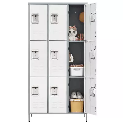 Metal Lockers Storage Cabinet 9 Doors Locker For Office School Gym Hotel Home • $329.98